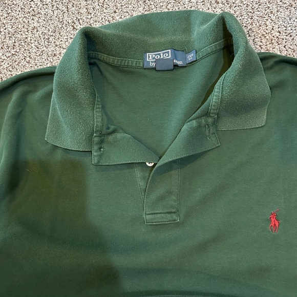 POLO RALPH LAUREN XXL BIG  Washed Dark Green Long Sleeve Polo R $125 - Picture 3 of 6